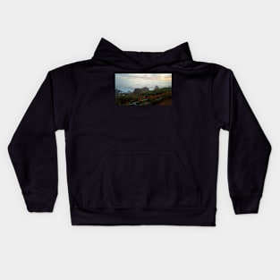 Rocky Coast at Sunset with Geraniums Kids Hoodie